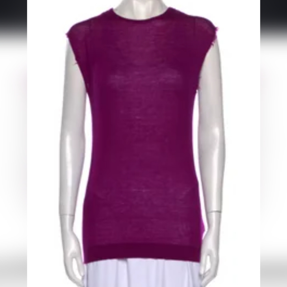 Helmut Lang Luxury Cashmere sleeveless plum purple blouse